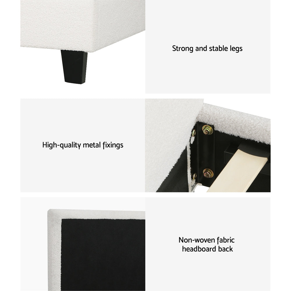 Neo Bouclé Bed Frame – Beige – Single
