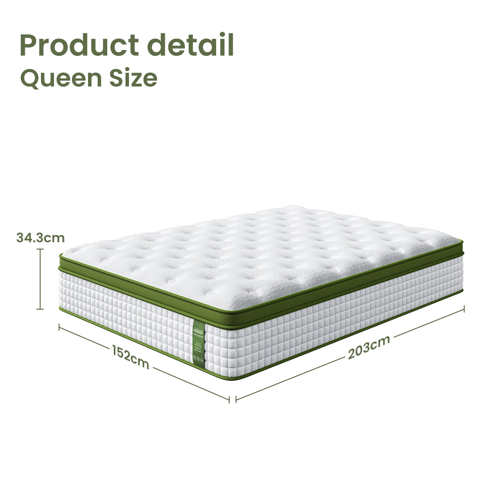 Ammy Bed Frame & Mattress Set – Linen – Queen