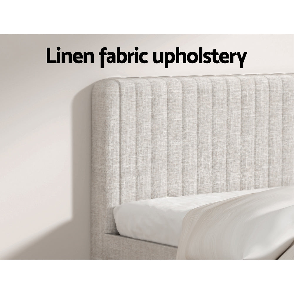 Ammy Bed Frame & Mattress Set – Linen – Queen