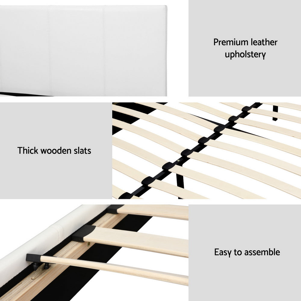 Neo Bed Frame with BedStory Hybrid Mattress Bundle – White – Double