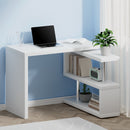 Computer Desk L - Shape Bookshelf White