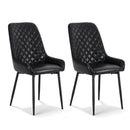 Arlo 2x Dining Chairs Retro PU Leather Kitchen Lounge Cafe Accent Chair Black