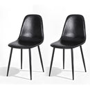 Cove 2x Dining Chairs Retro PU Leather Kitchen Lounge Cafe Accent Chair Black