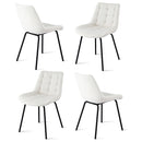 Arlo 4x Dining Chairs Velvet Tufted Kitchen Lounge Cafe Accent Chair Beige