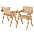Atlas 2x Dining Chairs Wooden Rattan Seat Rubber Wood Frame