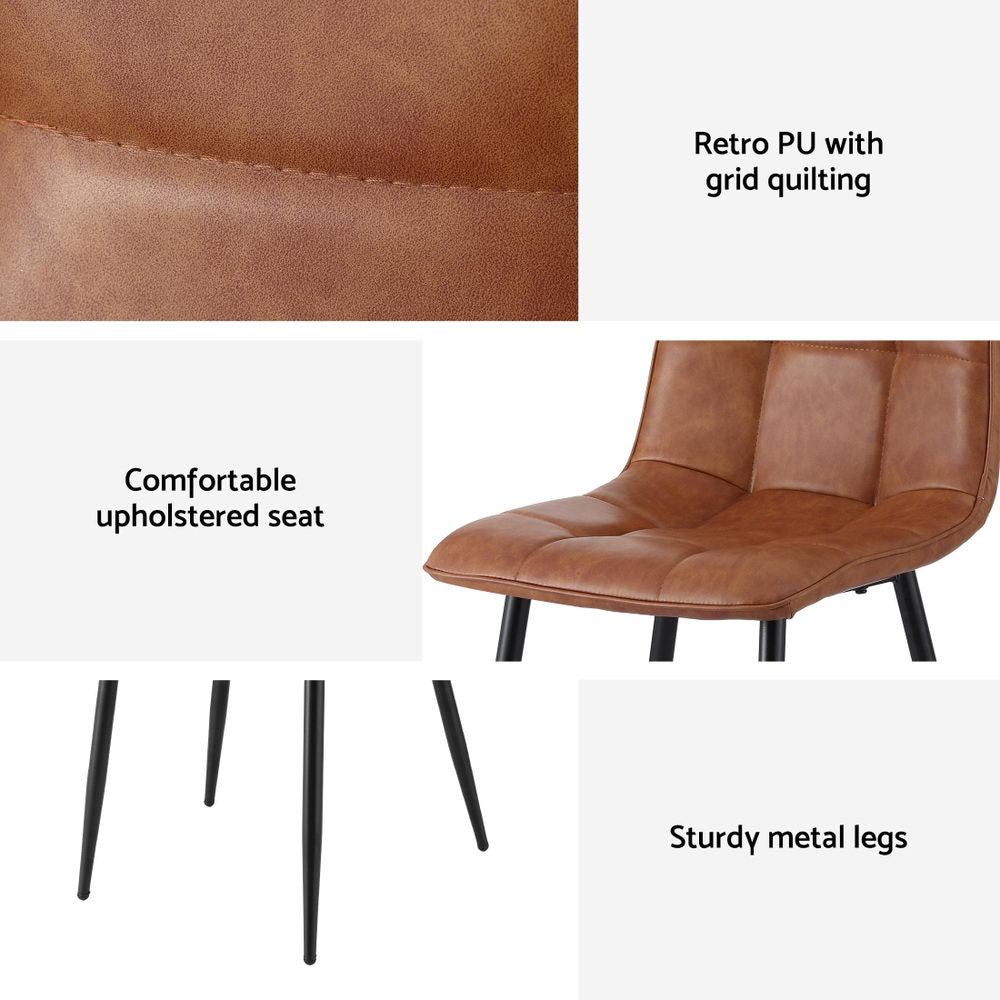 Arlo Retro Dining Chairs – Brown – Set of 4
