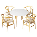 Rowan 1 Dining Table and 4 Chairs Set Wishbone Wood