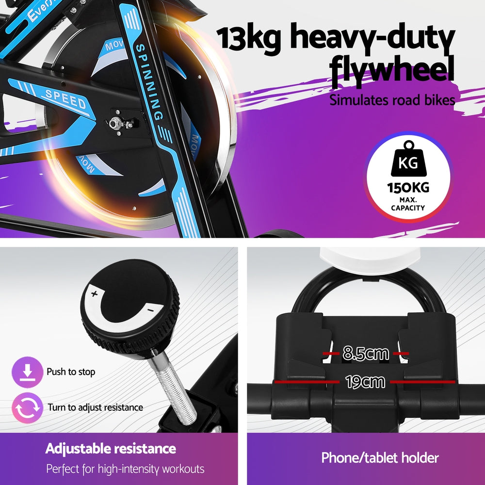 Cyclone Magnetic Spin Exercise Bike – Black – 13kg Flywheel