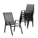 Arlo 6PC Outdoor Dining Chairs Stackable Lounge Chair Patio Furniture Grey