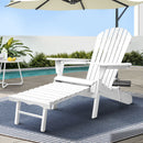 Sun Lounge Outdoor Chairs Wooden Foldable Patio Furniture Adirondack White