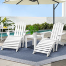 Rowan 5PC Adirondack Outdoor Table and Chairs Wooden Sun Lounge Patio Furniture White