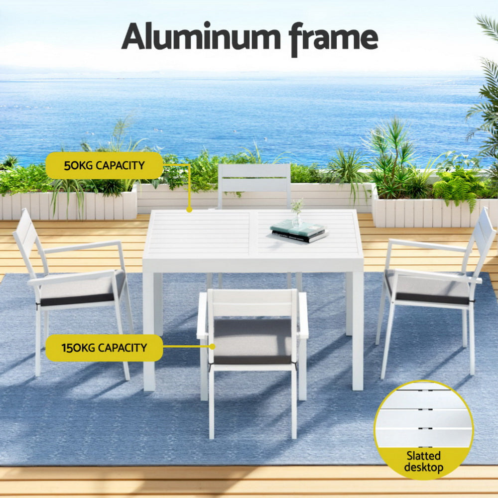 Coastal Extendable Dining Set – White – 5 Piece