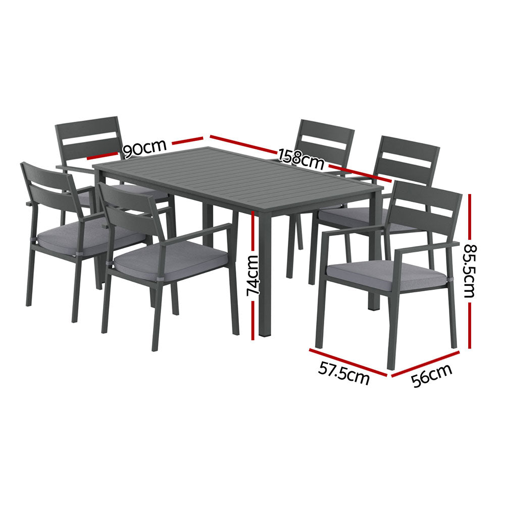 Terrace Outdoor Dining Set – Black – 7 Piece