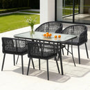 Atlas 5PC Outdoor Dining Set Table and Chairs Garden Patio Furniture Bistro Set Black