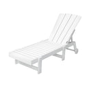 Sun Lounge Beach Chair HDPE Adirondack Lounger Patio Outdoor Furniture with Wheels White