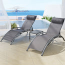 Arlo 3PC Sun Lounge Outdoor Lounger Steel Table Chairs Patio Furniture Grey