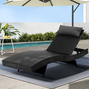 Sun Lounge Wicker Lounger Outdoor Furniture Beach Chair Garden Adjustable Black