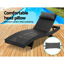 Wicker Sun Lounger with Adjustable Backrest – Black
