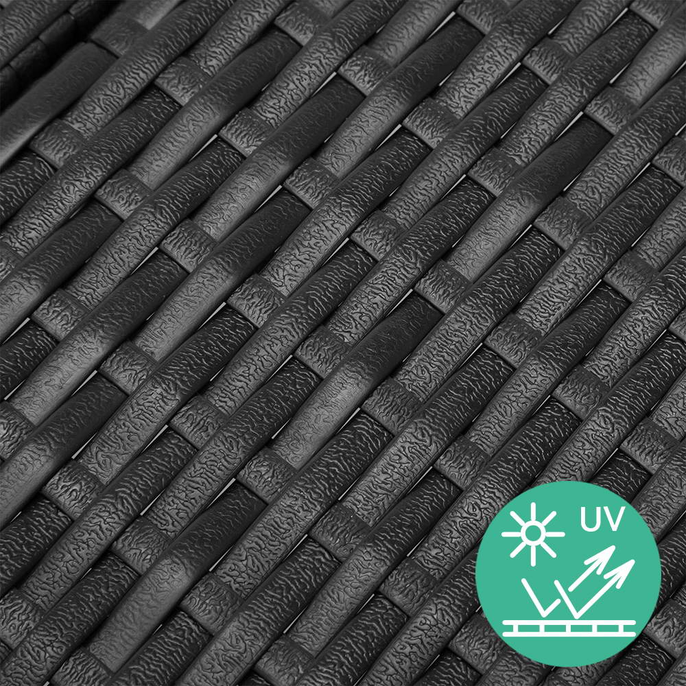 Wicker Sun Lounger with Adjustable Backrest – Black
