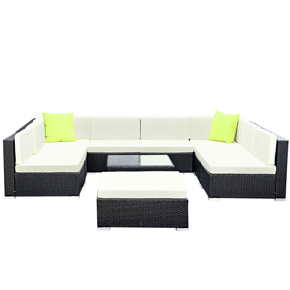 Halston Outdoor Wicker Lounge Set – Grey – 10 Piece