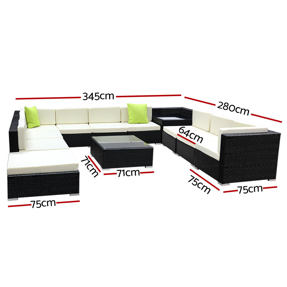 Halston Outdoor Sofa Set – Black – 12 Piece