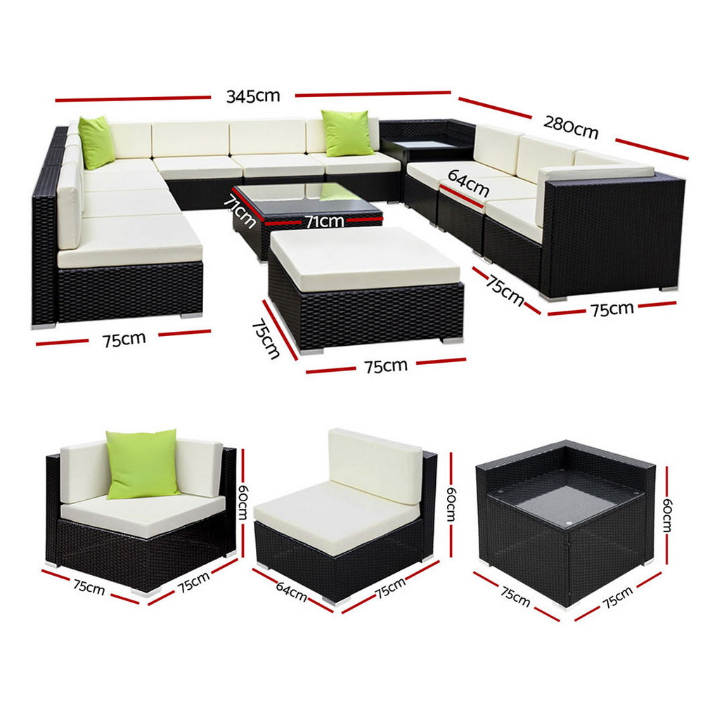 Hudson Outdoor Sofa Set – Black – 13 Piece