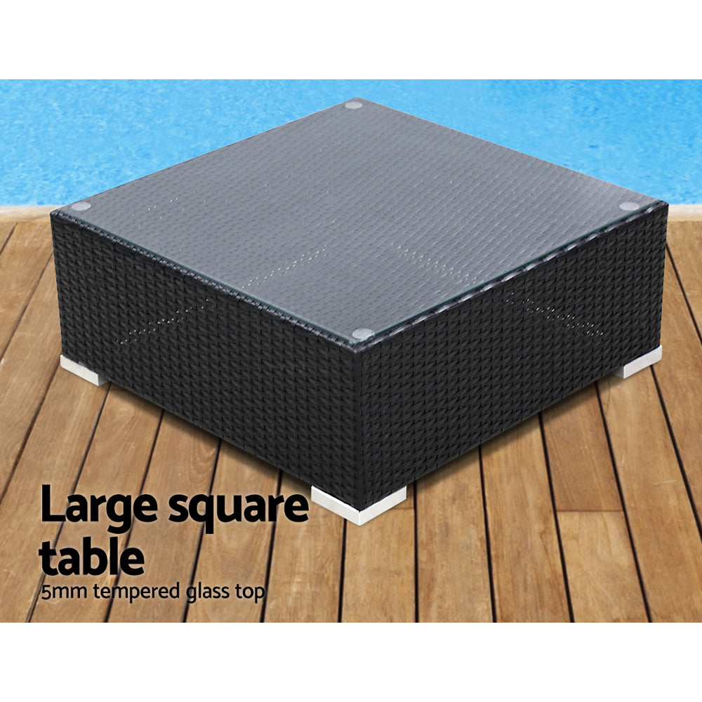 Halston Outdoor Sofa Set – Black – 7 Piece