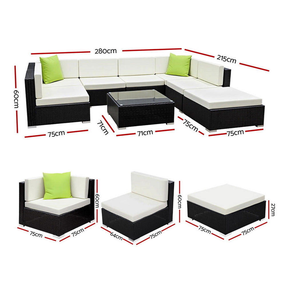 Atlas Outdoor Sofa Set – Black – 8 Piece