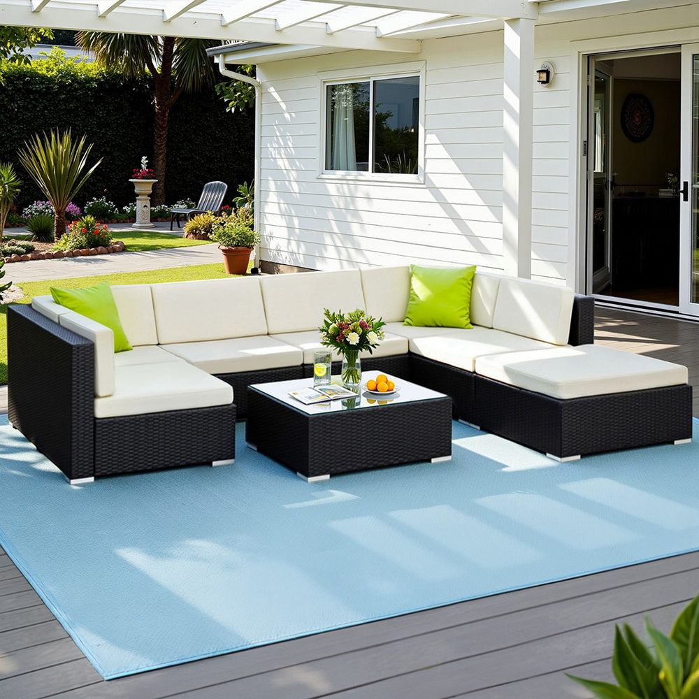 Atlas 8 - Piece Outdoor Sofa Set Wicker Couch Lounge Setting Cover