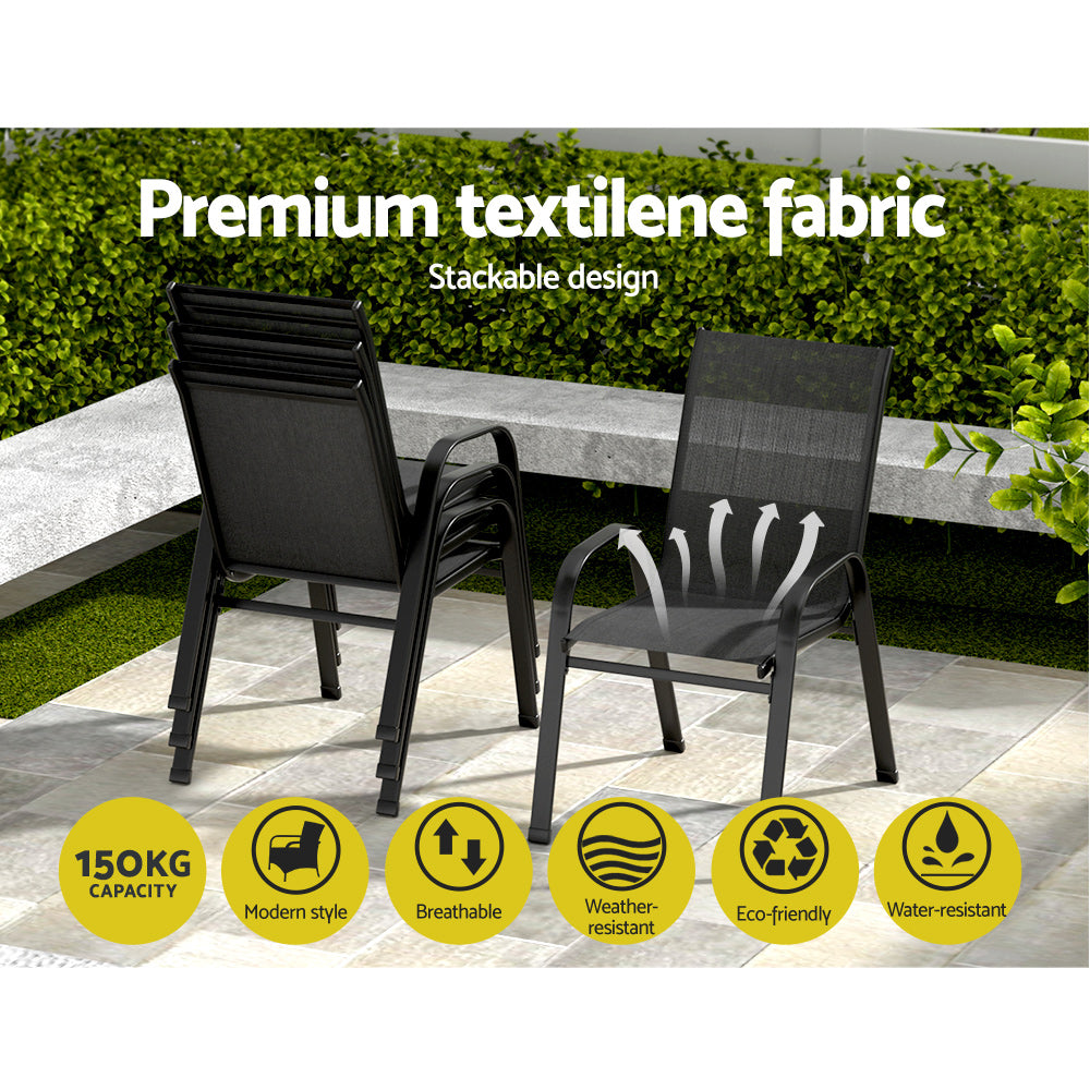 Traverse Stackable Outdoor Chairs – Black – Set of 2