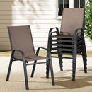 Arlo 6PC Outdoor Dining Chairs Stackable Lounge Chair Patio Furniture Brown