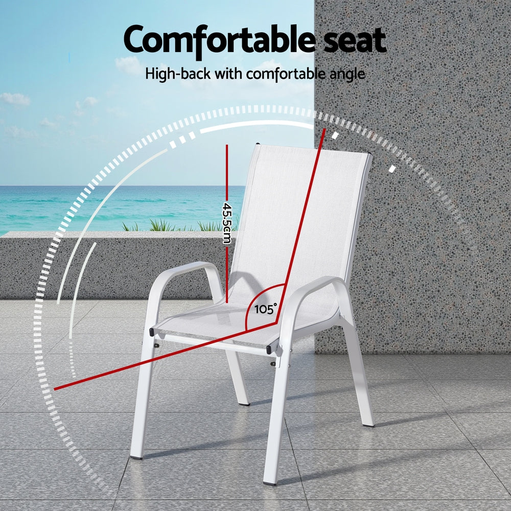 Haven Outdoor Stackable Chairs – White – Set of 6