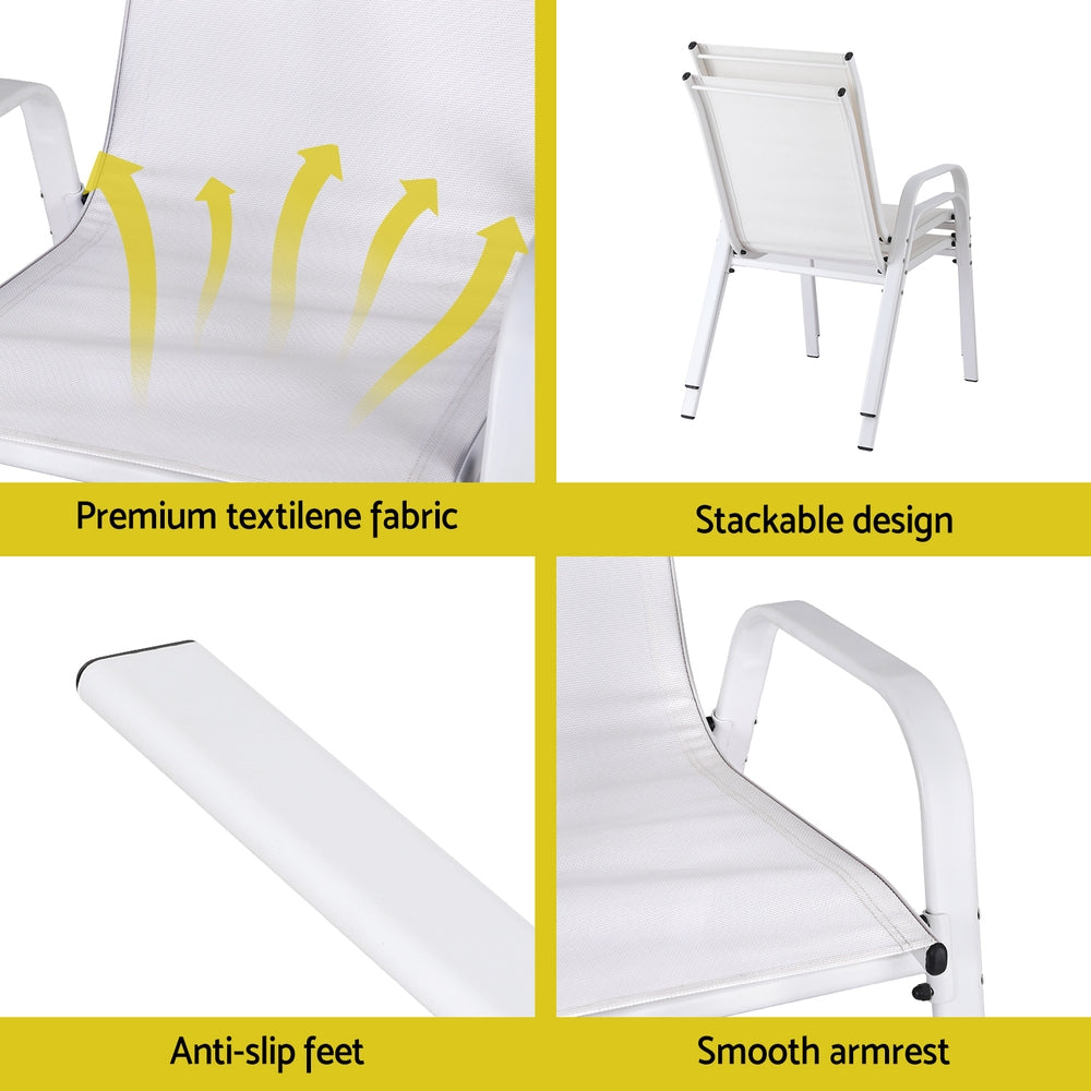 Haven Outdoor Stackable Chairs – White – Set of 6