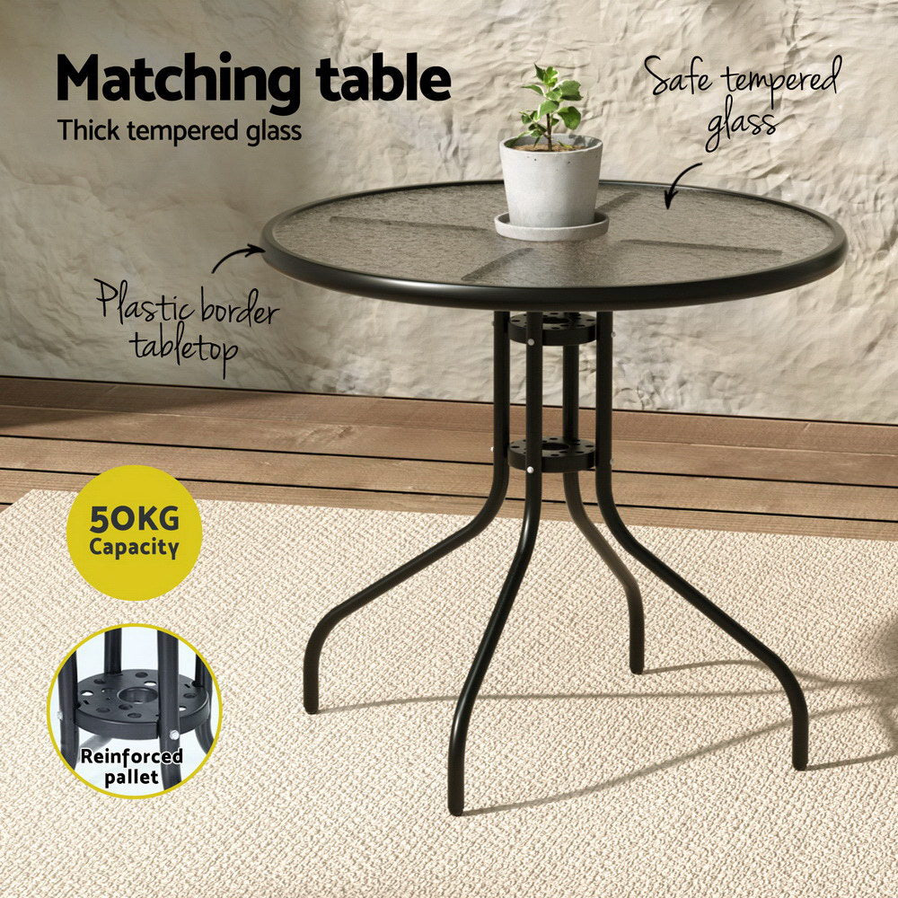 Garden Outdoor Dining Set – Black – Bistro Style