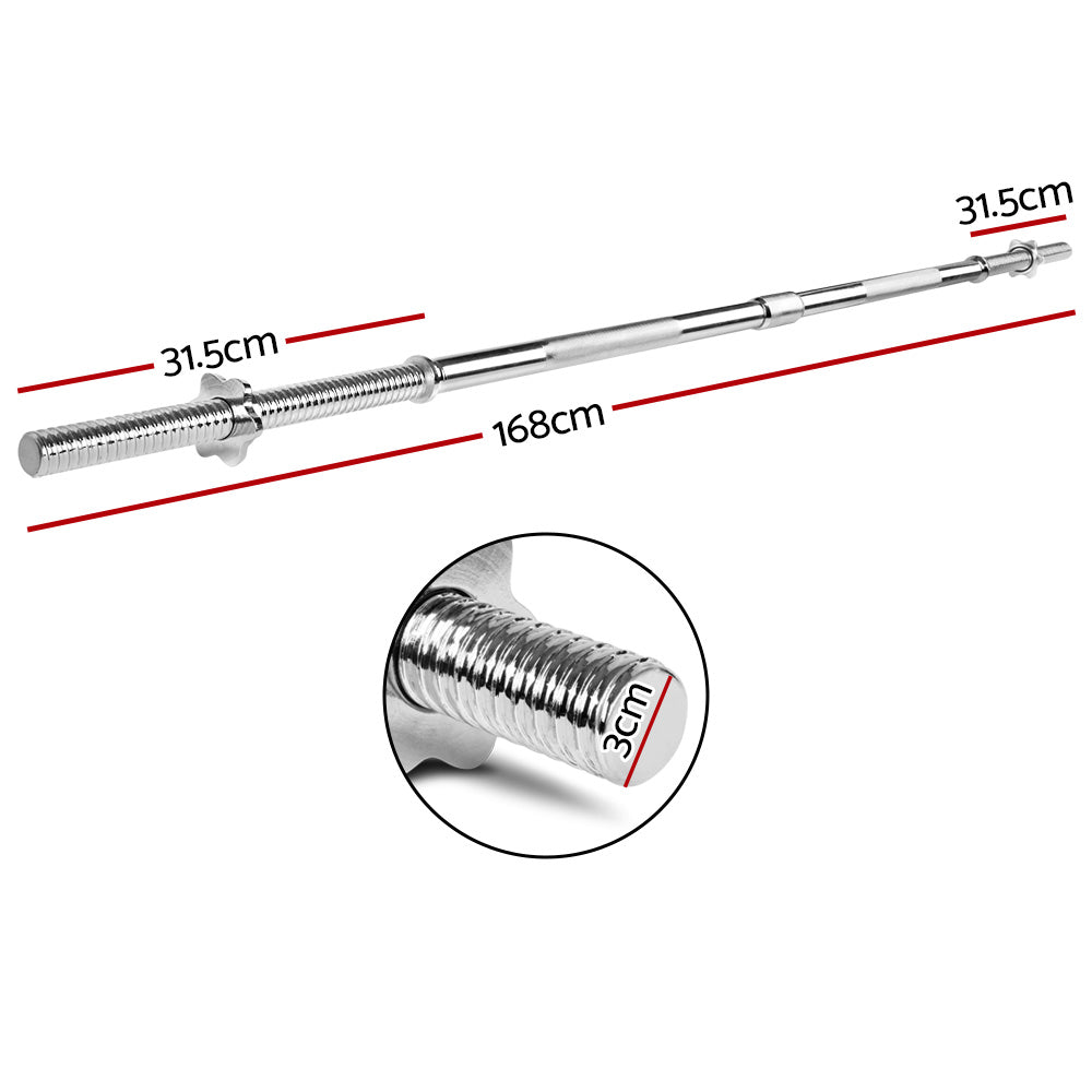 Everfit Barbell Bar – Silver – 168cm