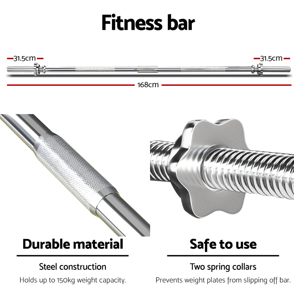 Everfit Barbell Weight Set – Black – 38 kg