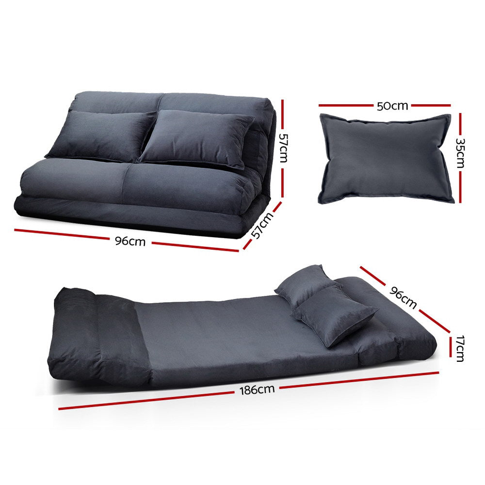Fiesta Floor Lounge Sofa Bed – Charcoal – 2 Seater