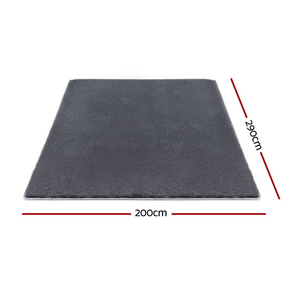 Luxe Shaggy Area Rug – Grey – 200 x 290 cm