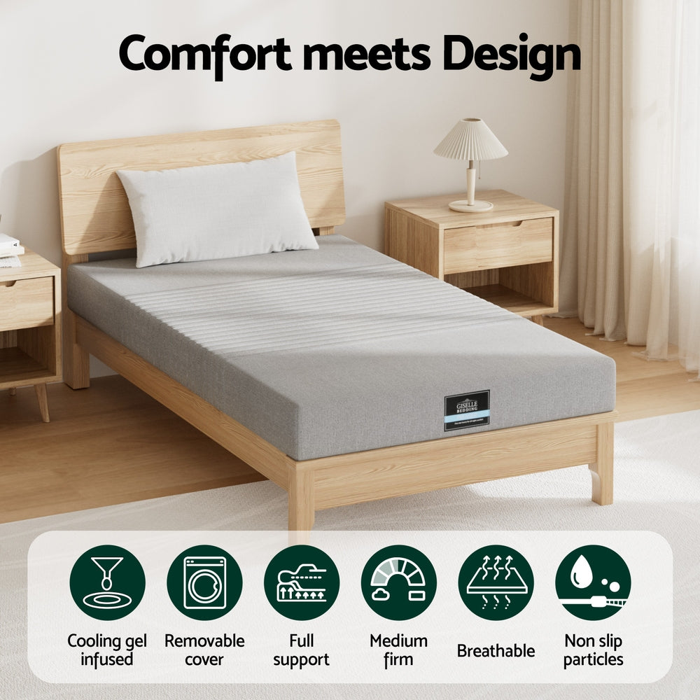 Moonrise Gel Memory Foam Mattress – Grey / Charcoal – Single