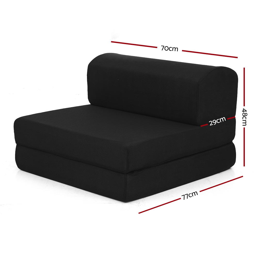 Breeze Folding Memory Foam Mattress – Black – Single