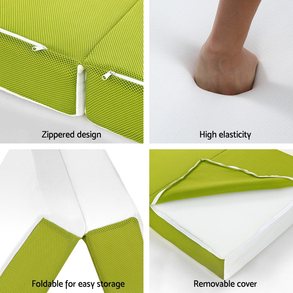 Hudson Foldable Foam Mattress – Green – Single