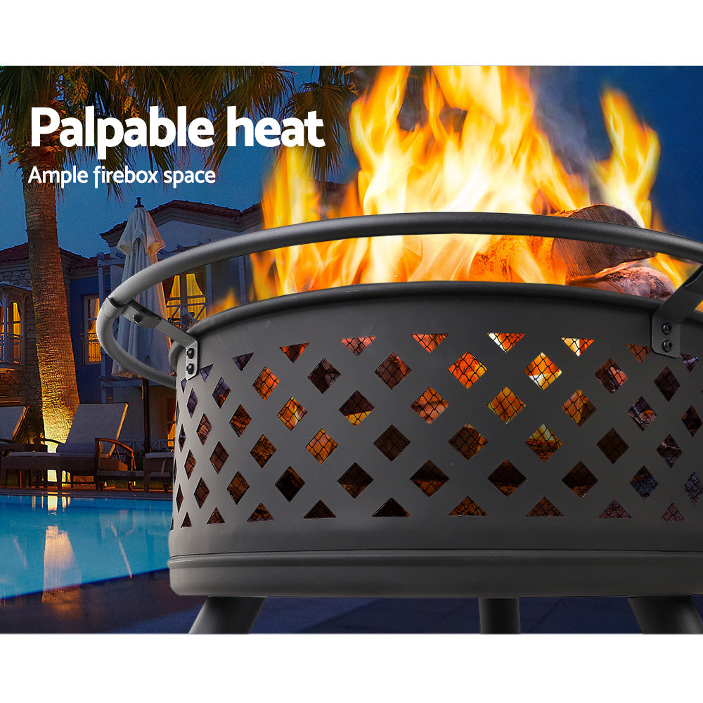 Ember Portable Fire Pit & BBQ – Black – 76 cm