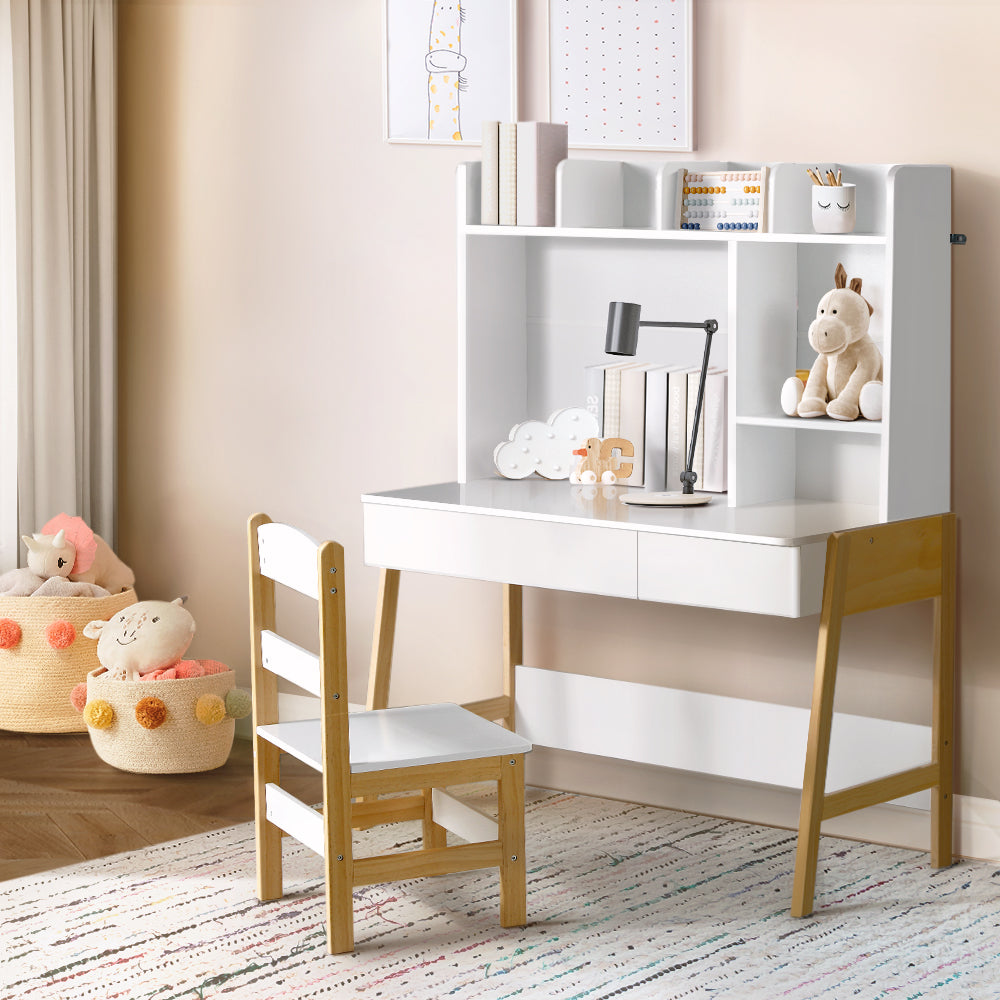 Linden 2PCS Kids Table and Chairs Set Study Activity Toys Storage Desk Drawer