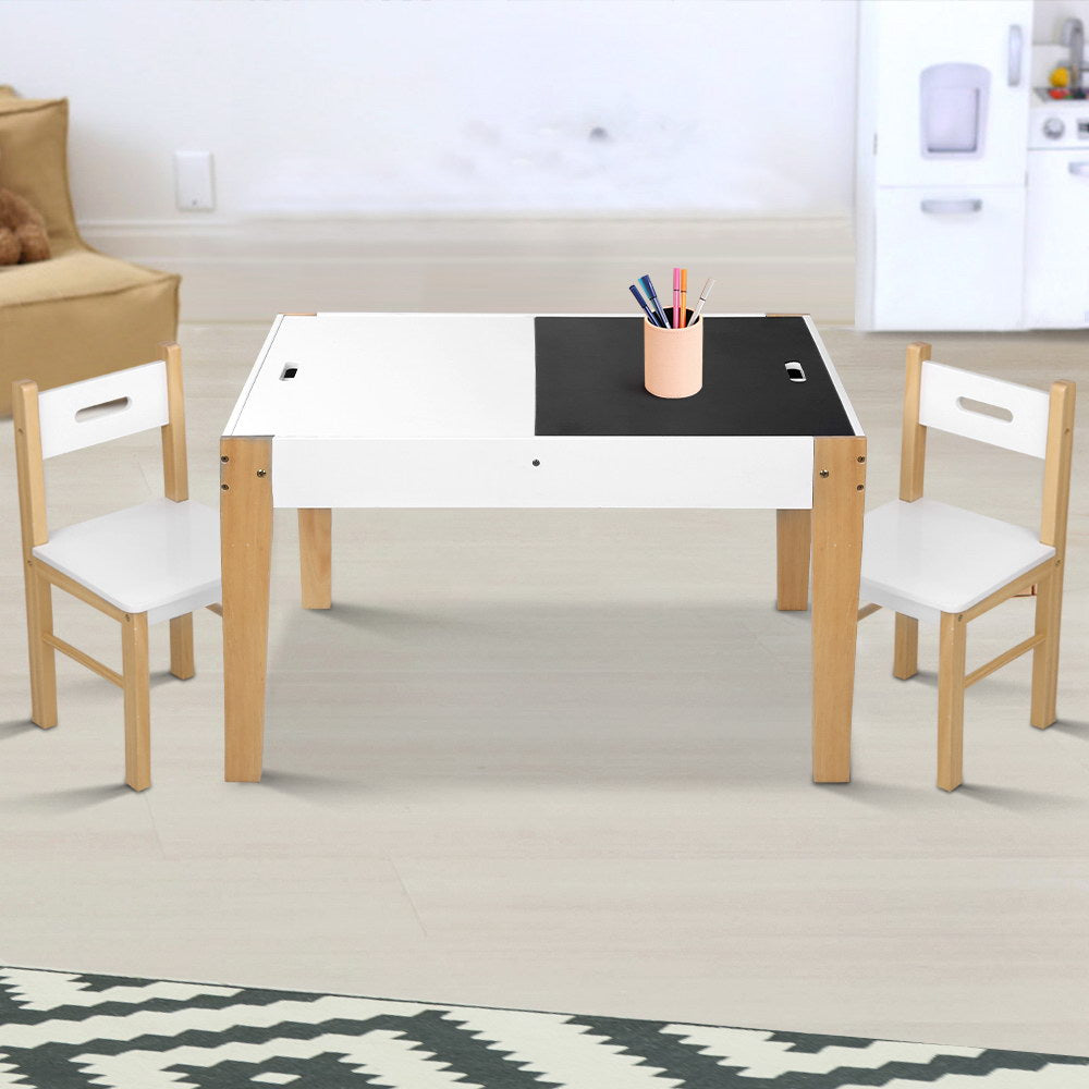 Beckham Kids Table and Chairs Set with Storage – White – Set of 3