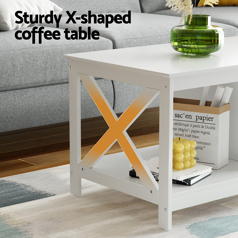Halston Storage Coffee Table – White – 90 cm