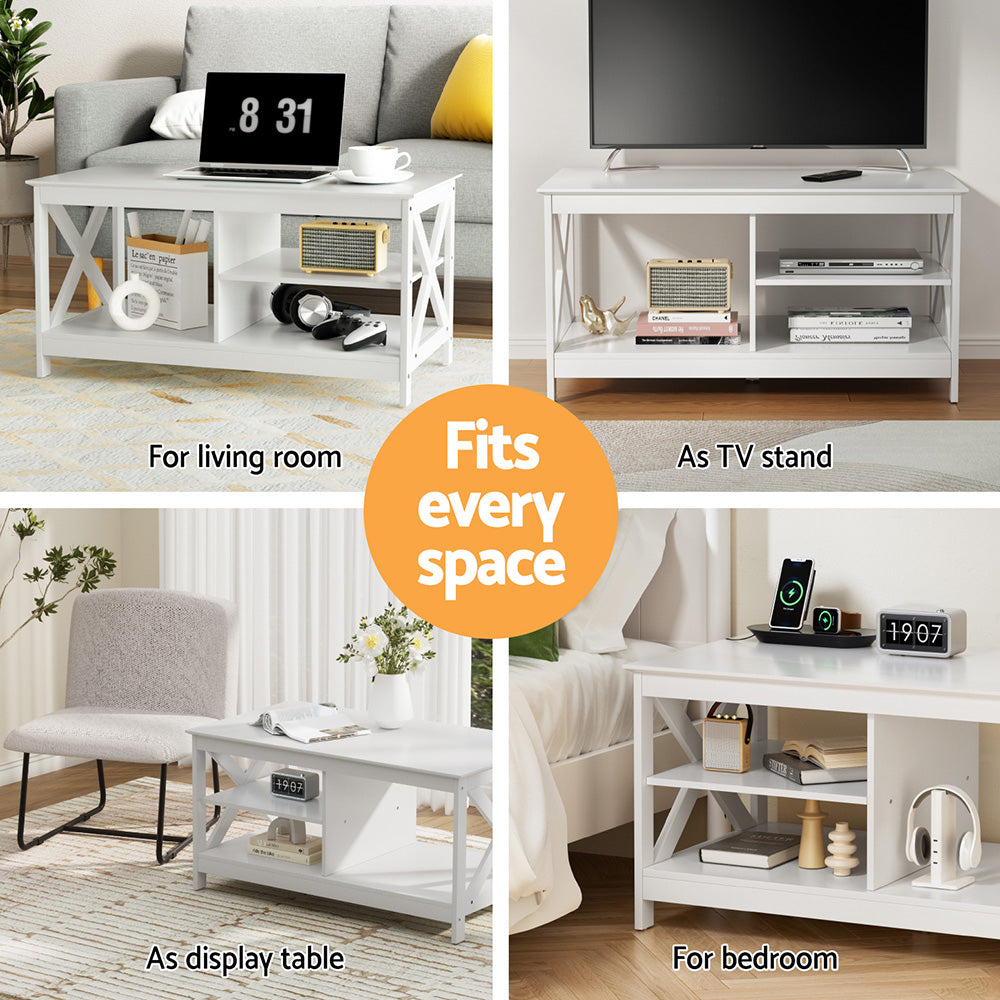 Halston Storage Coffee Table – White – 90 cm