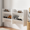 Shoe Rack 2 - tier 12 Pairs Wall Mounted x2 - White