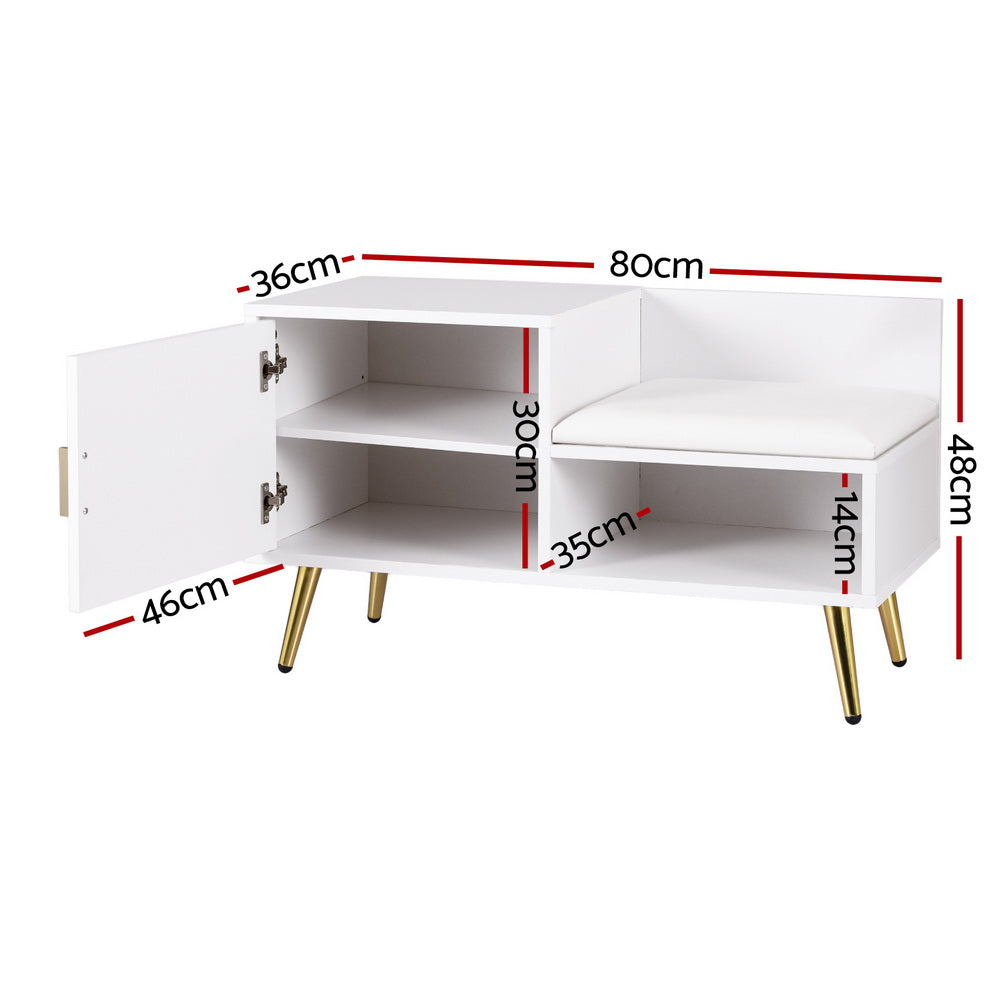 Fiora Shoe Storage Bench – White – 6 Pairs