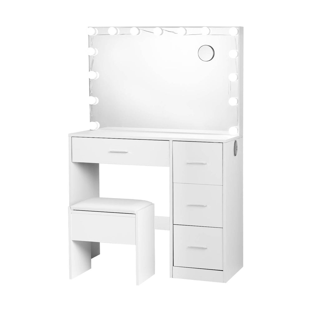 Darcy LED Dressing Table Set – White – 15 LED Bulbs