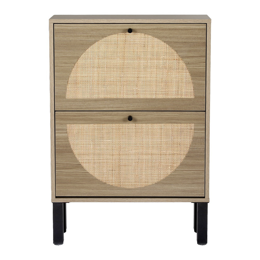 Lunar Rattan Shoe Cabinet – Pine & Black – 6 Pairs